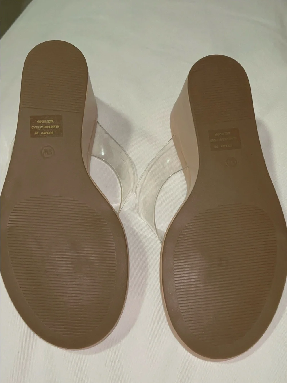 Cushionaire Women's Nude Clear Strap Platform Sandals